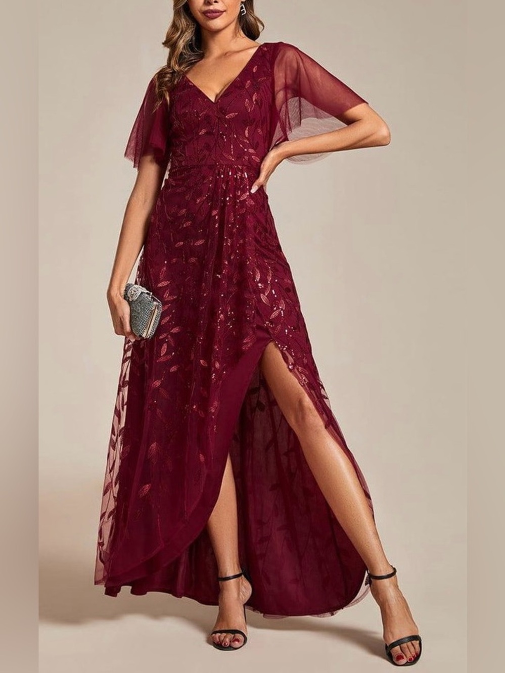 Full Length Sequined Evening Dress
